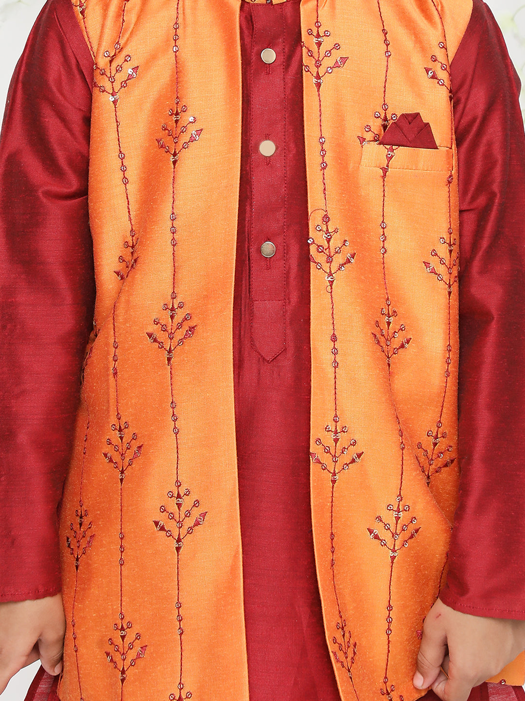 KID1 Sequin Embroidered Attached Jacket Set Red