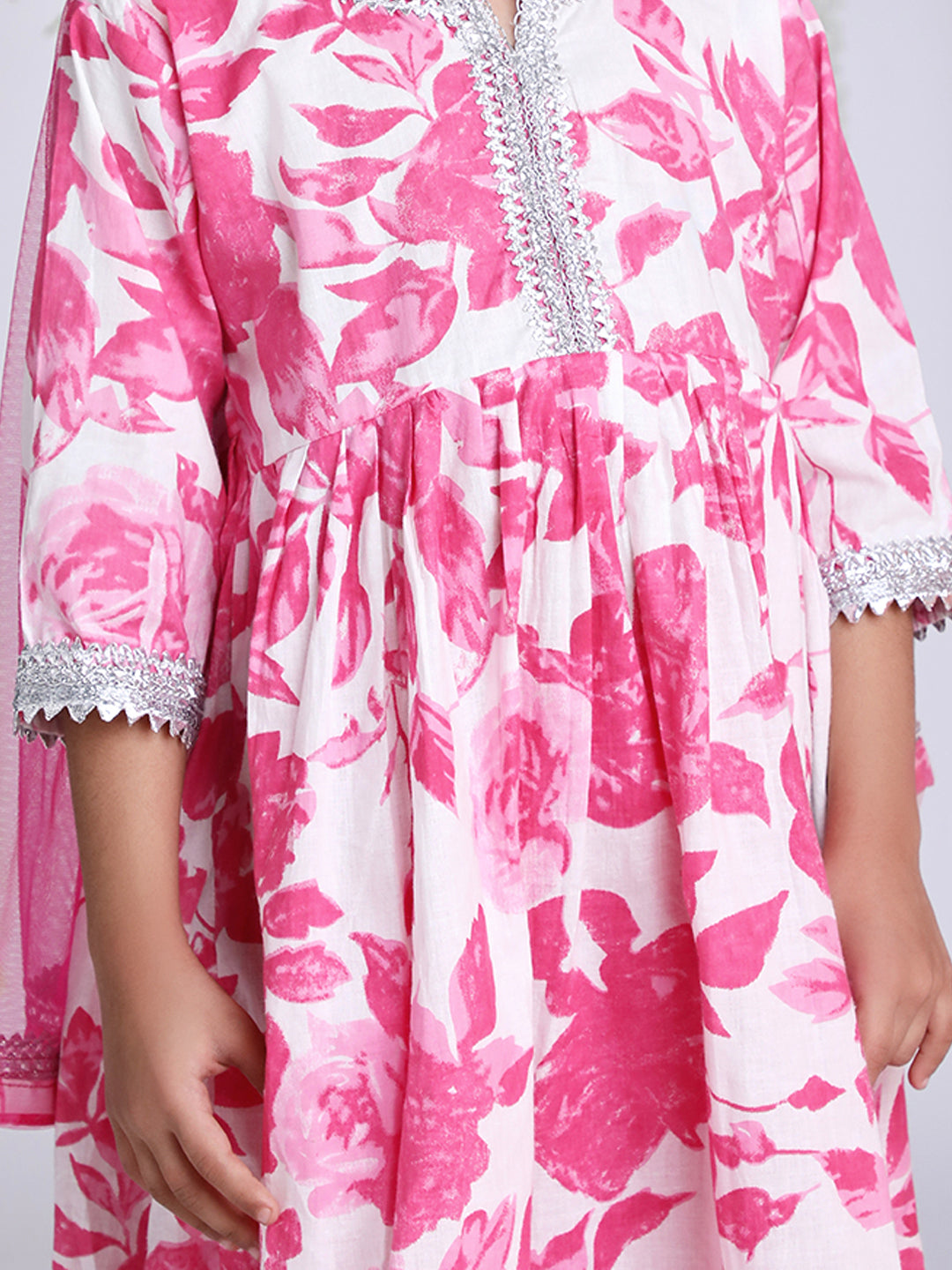 KID1 Rose Kurti Sharara Pink