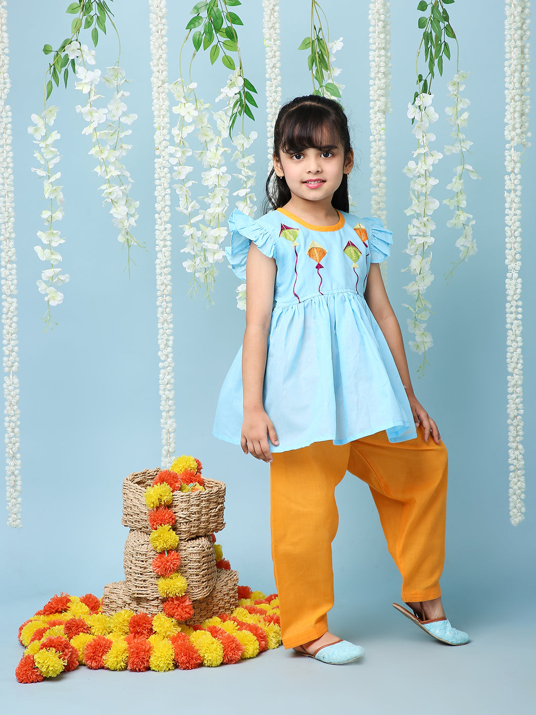 KID1 Patang Peplum Kurti Salwar Blue