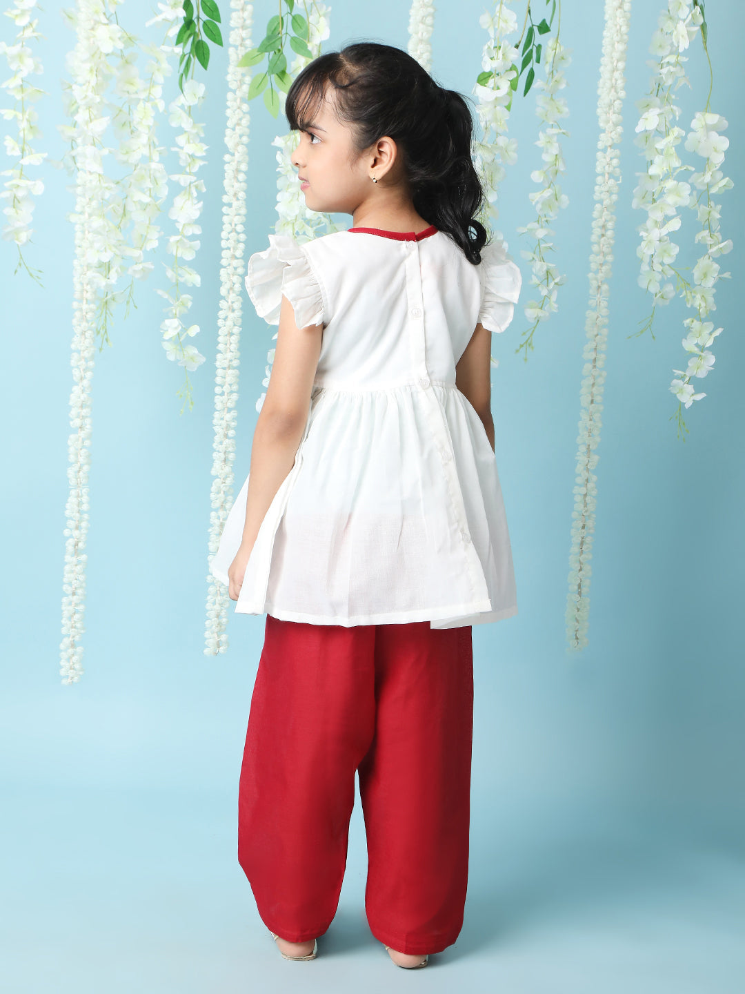 KID1 Patang Peplum Kurti Salwar White
