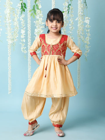 KID1 Geet Anarkali Peplum Top With Salwar Cream