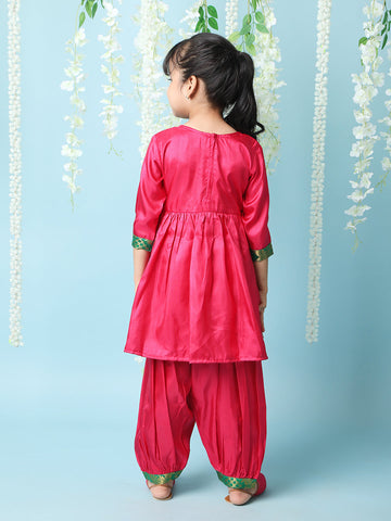 KID1 Geet Anarkali Peplum Top With Salwar Pink