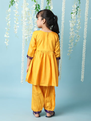 KID1 Geet Anarkali Peplum Top With Salwar Yellow