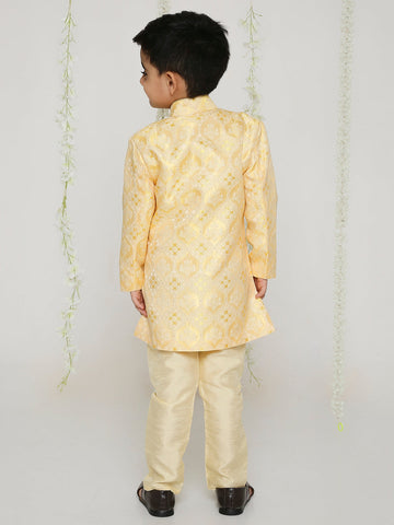 KID1 Embroidered Sherwani Set Yellow