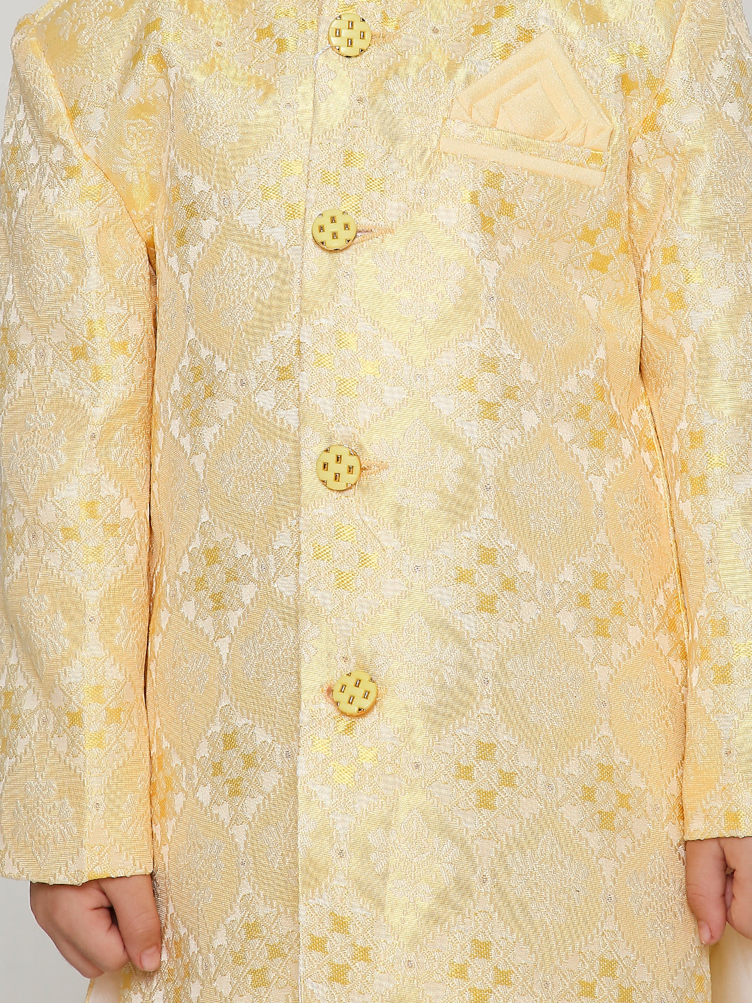 KID1 Embroidered Sherwani Set Yellow