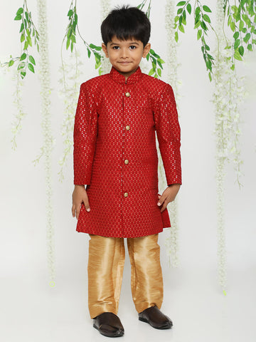 KID1 Embroidered Sherwani Pyjama Red