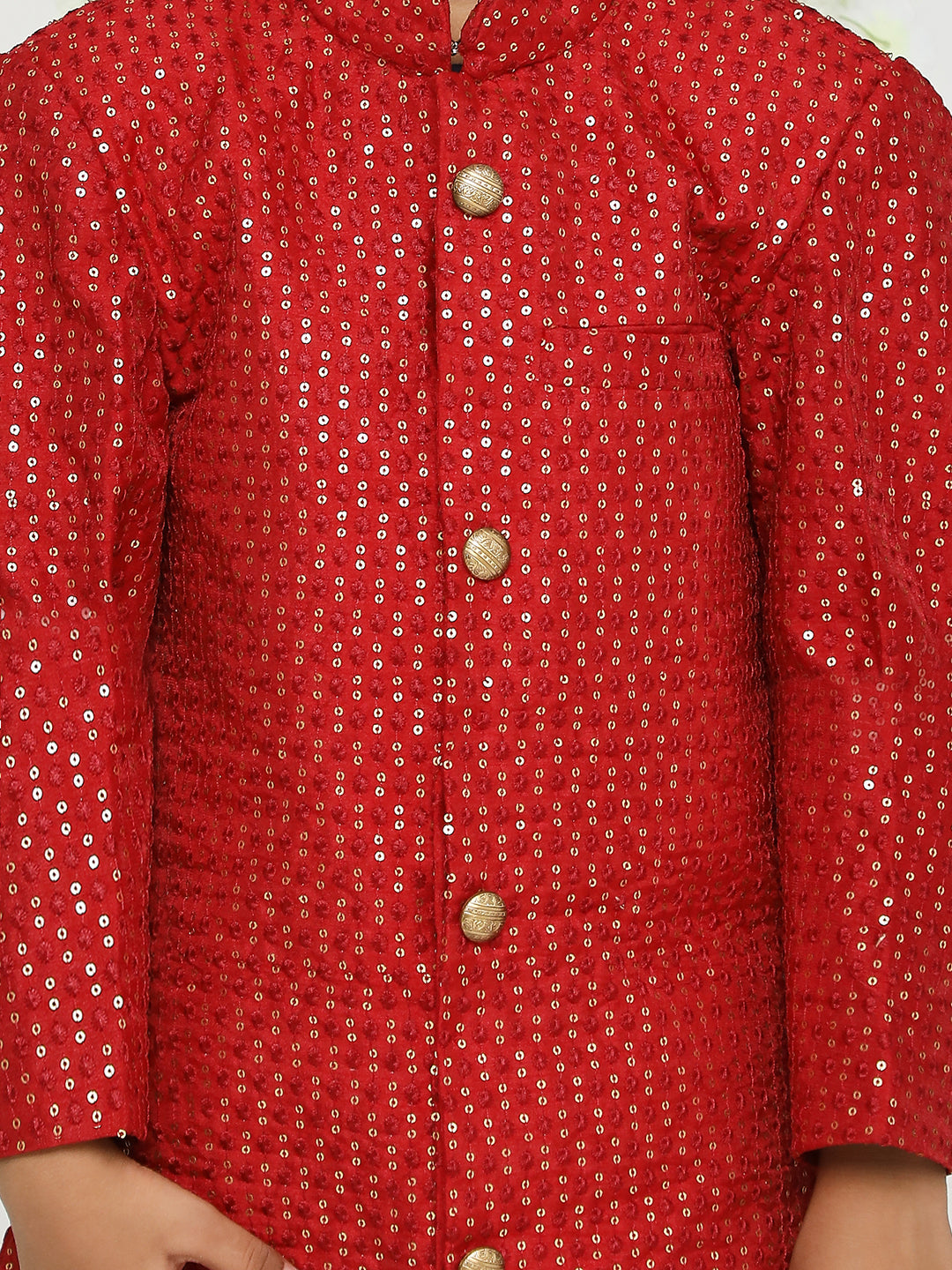 KID1 Embroidered Sherwani Pyjama Red