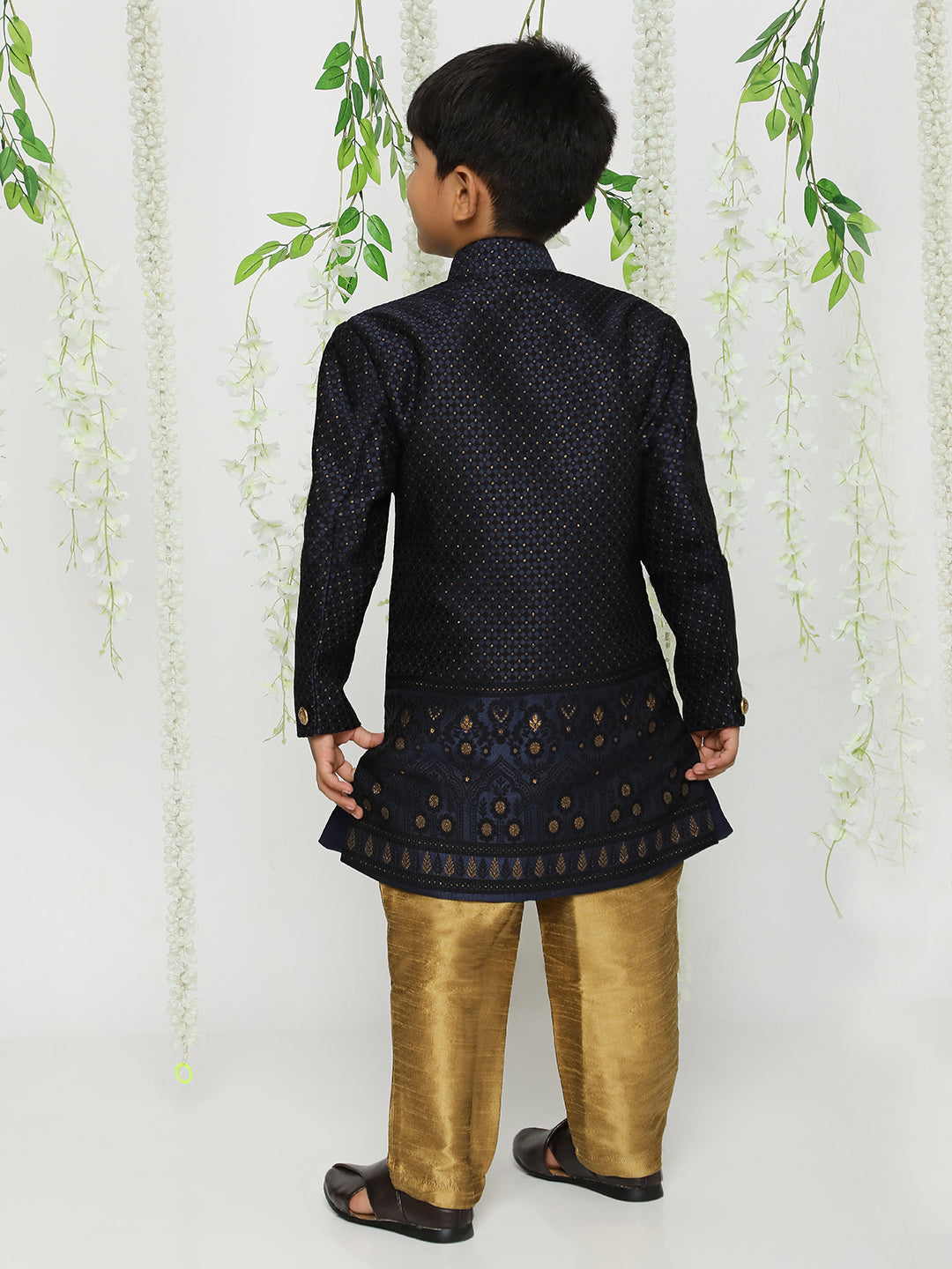 KID1 Embroidered Sherwani Pyjama Navy Blue