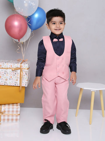 KID1 Party Wear Suit with Bow-Tie Pink