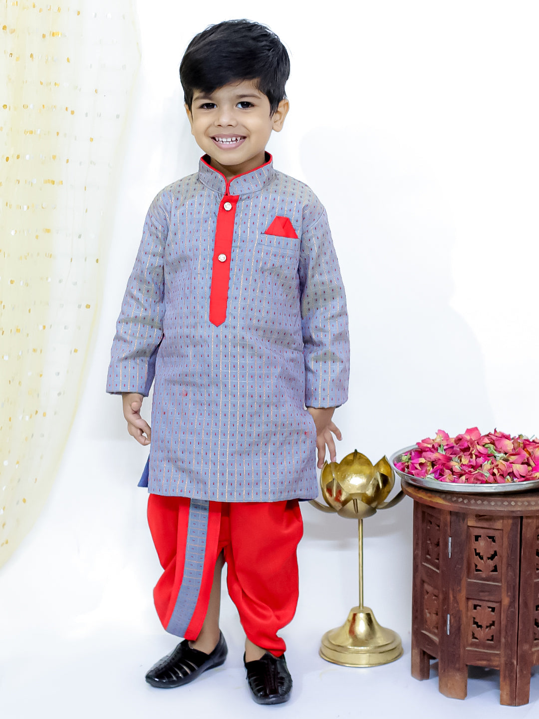 KID1 Gopalan Silk Kurta Dhoti Set Grey