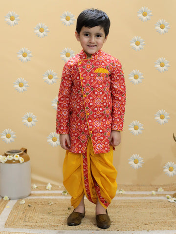 KID1 Prince Patola Kurta Dhoti   Red