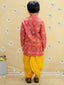 KID1 Prince Patola Kurta Dhoti   Red