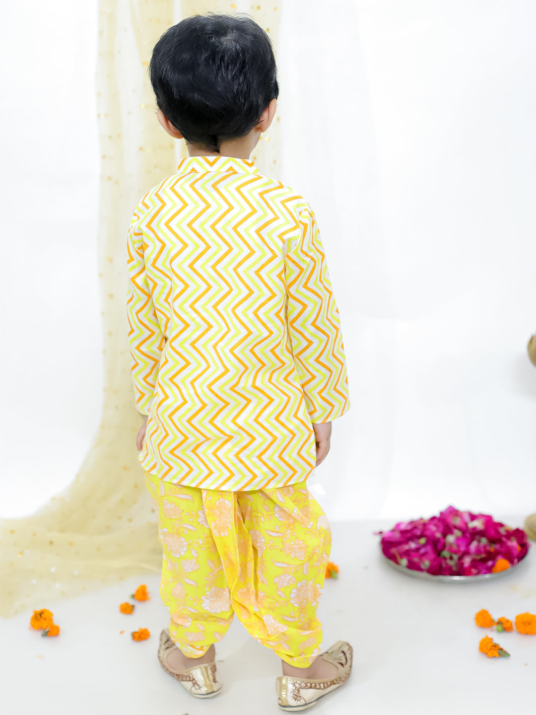KID1 Printed Kurta Dhoti Yellow
