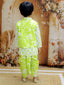 KID1 Floral Jacket With Motif Printed Kurta And Dhoti Set Green