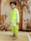 KID1 Floral Jacket With Motif Printed Kurta And Dhoti Set Green
