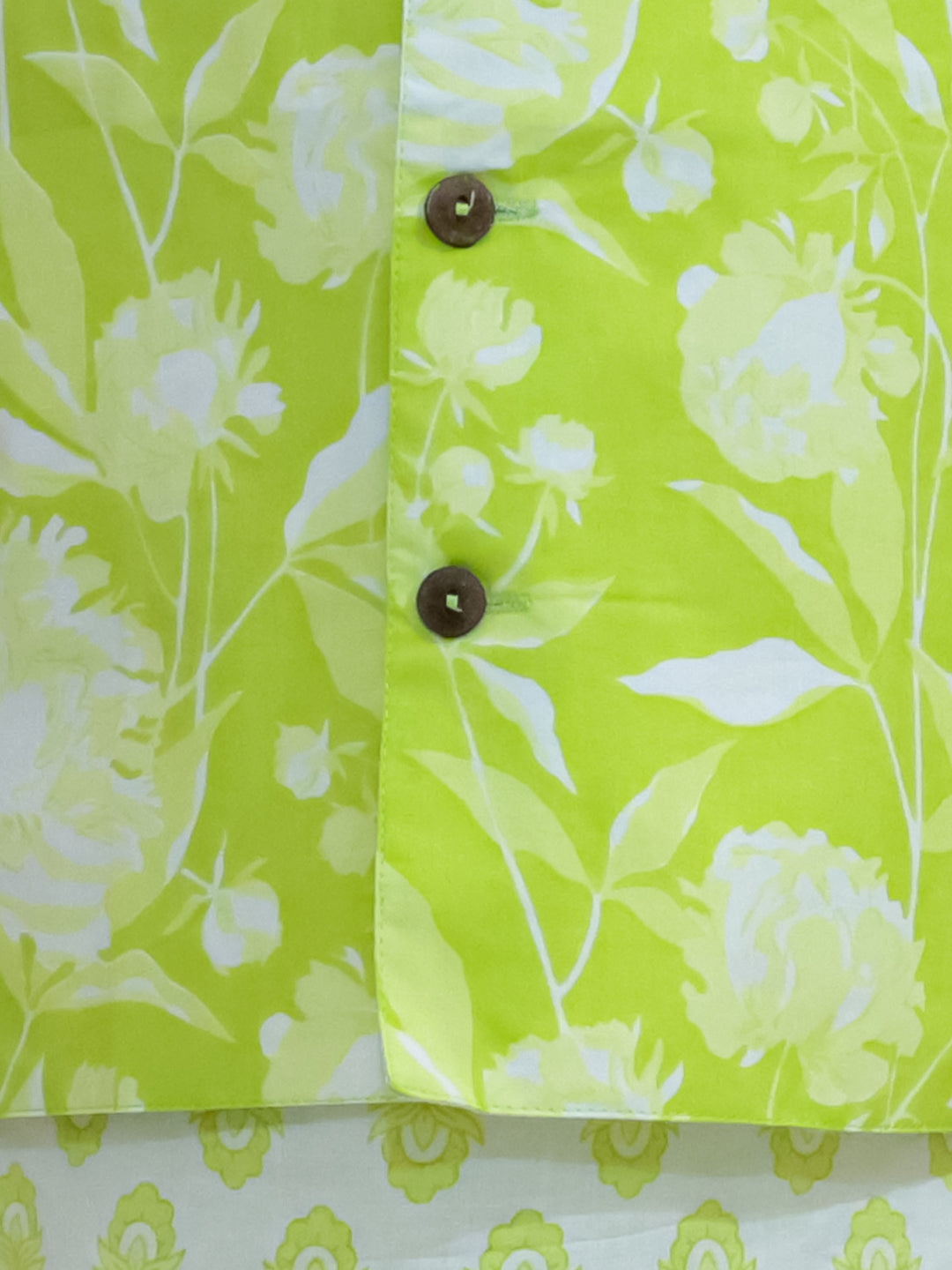 KID1 Floral Jacket With Motif Printed Kurta And Dhoti Set Green