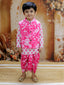 KID1 Floral Jacket with Motif Printed Kurta and Dhoti Set Pink