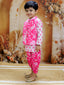 KID1 Floral Jacket with Motif Printed Kurta and Dhoti Set Pink