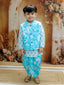 KID1 Floral Jacket with Motif Printed Kurta and Dhoti Set Blue