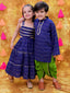 KID1 Sitara Backless Cotton Long Dress For Girls With Printed Kurta Dhoti Set For Boys - Blue