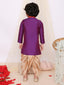 KID1 Jacquard Pattu Pavdai For Girls With Attached Jacket Kurta Set For Boys - Purple