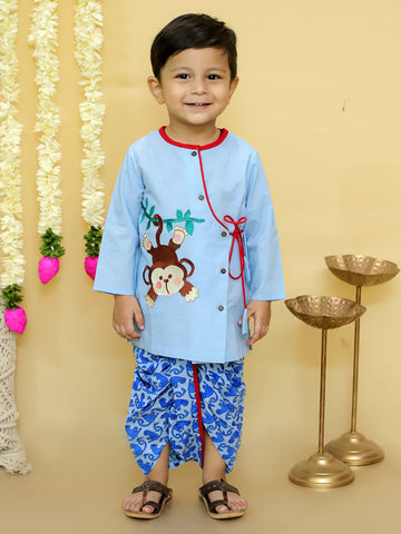 KID1 Badmash Bandar Kurta Dhoti Blue