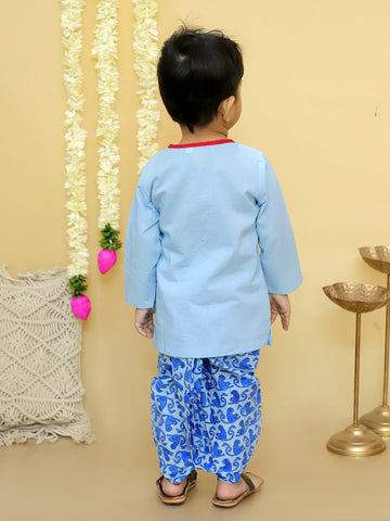 KID1 Badmash Bandar Kurta Dhoti Blue