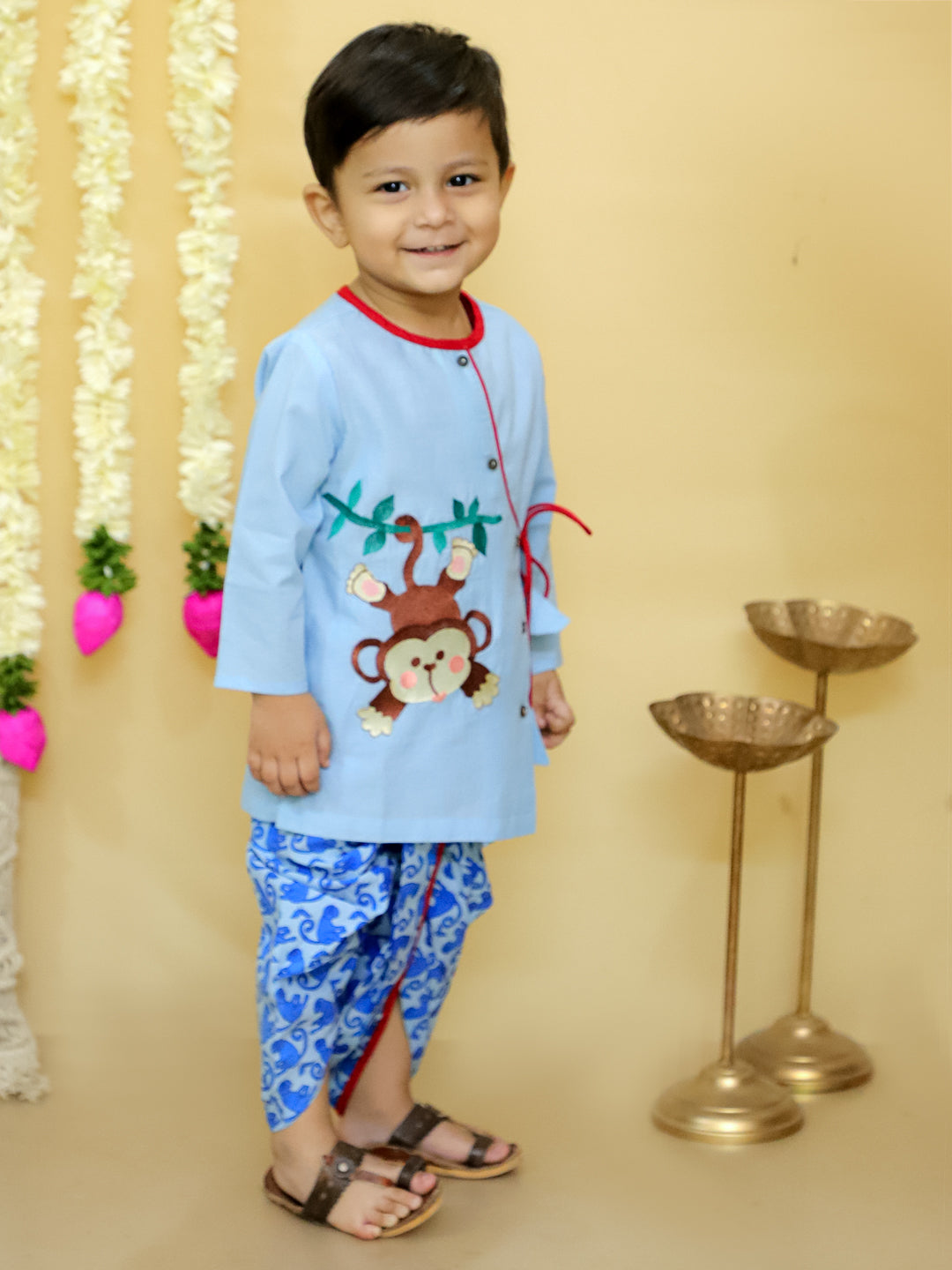 KID1 Badmash Bandar Kurta Dhoti Blue