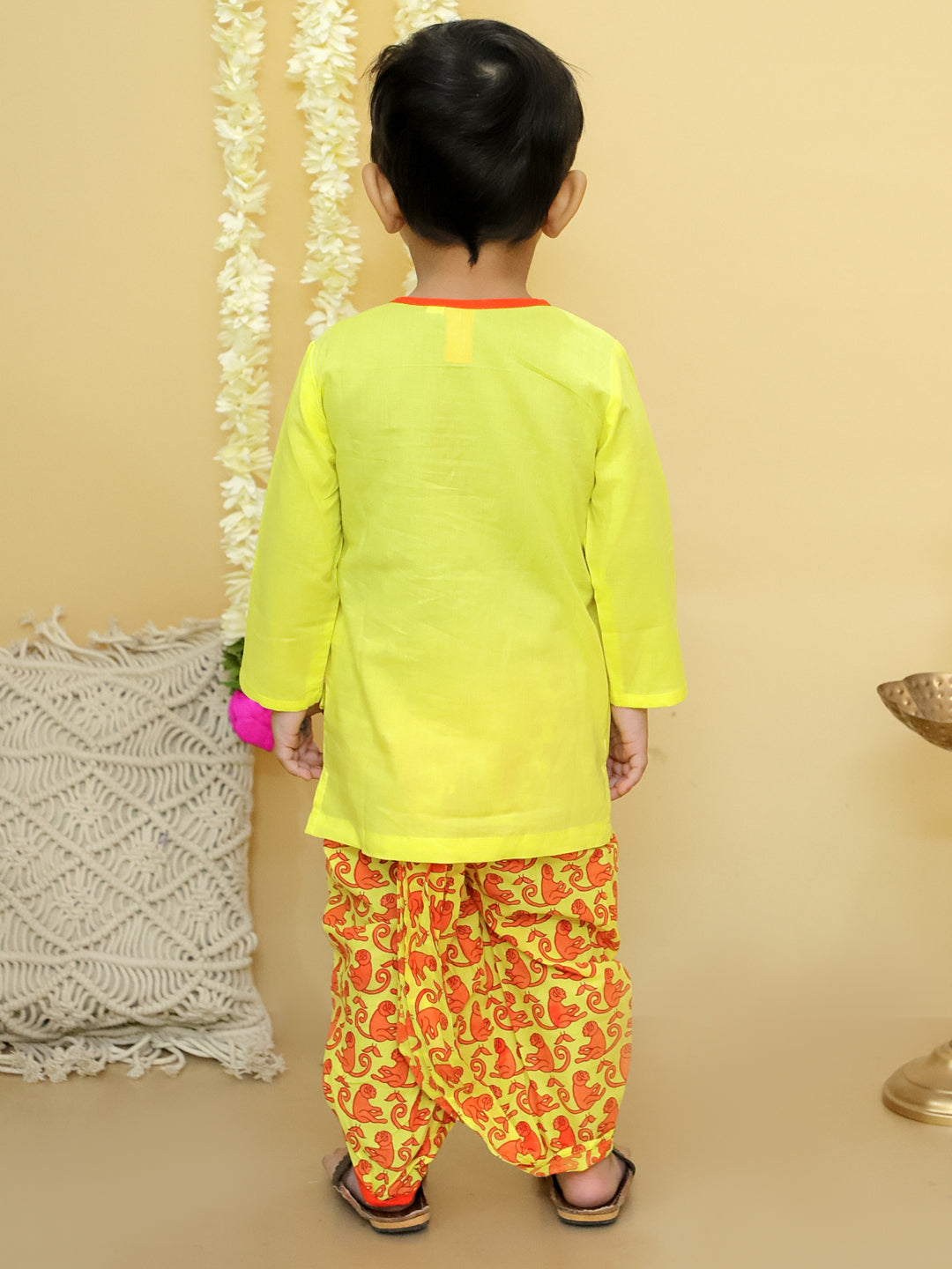 KID1 Badmash Bandar Kurta Dhoti Yellow