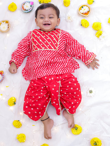 KID1 Bela Kurta With Dhoti Red