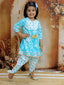 KID1 Floral Printed Kurti Dhoti Set Blue