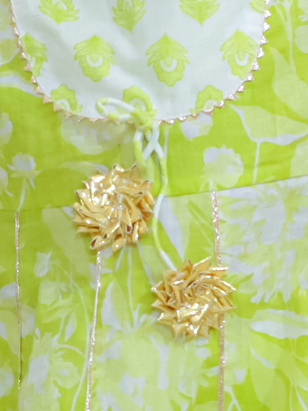 KID1 Floral Printed Kurti Dhoti Set For Girls With Floral Jacket with Motif Printed Kurta and Dhoti Set For Boys - Green