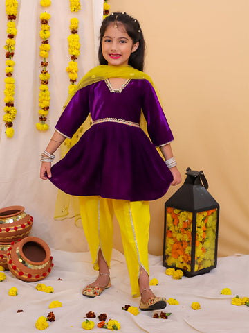 KID1 Veena Velvet Peplum Set Purple