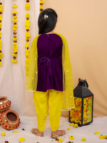 KID1 Veena Velvet Peplum Set Purple