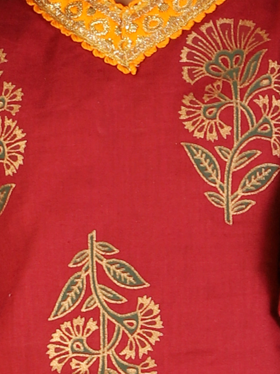 KID1 Zohra Block Print Sharara Set Maroon