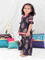 KID1 Zohra Block Print Sharara Set Navy Blue