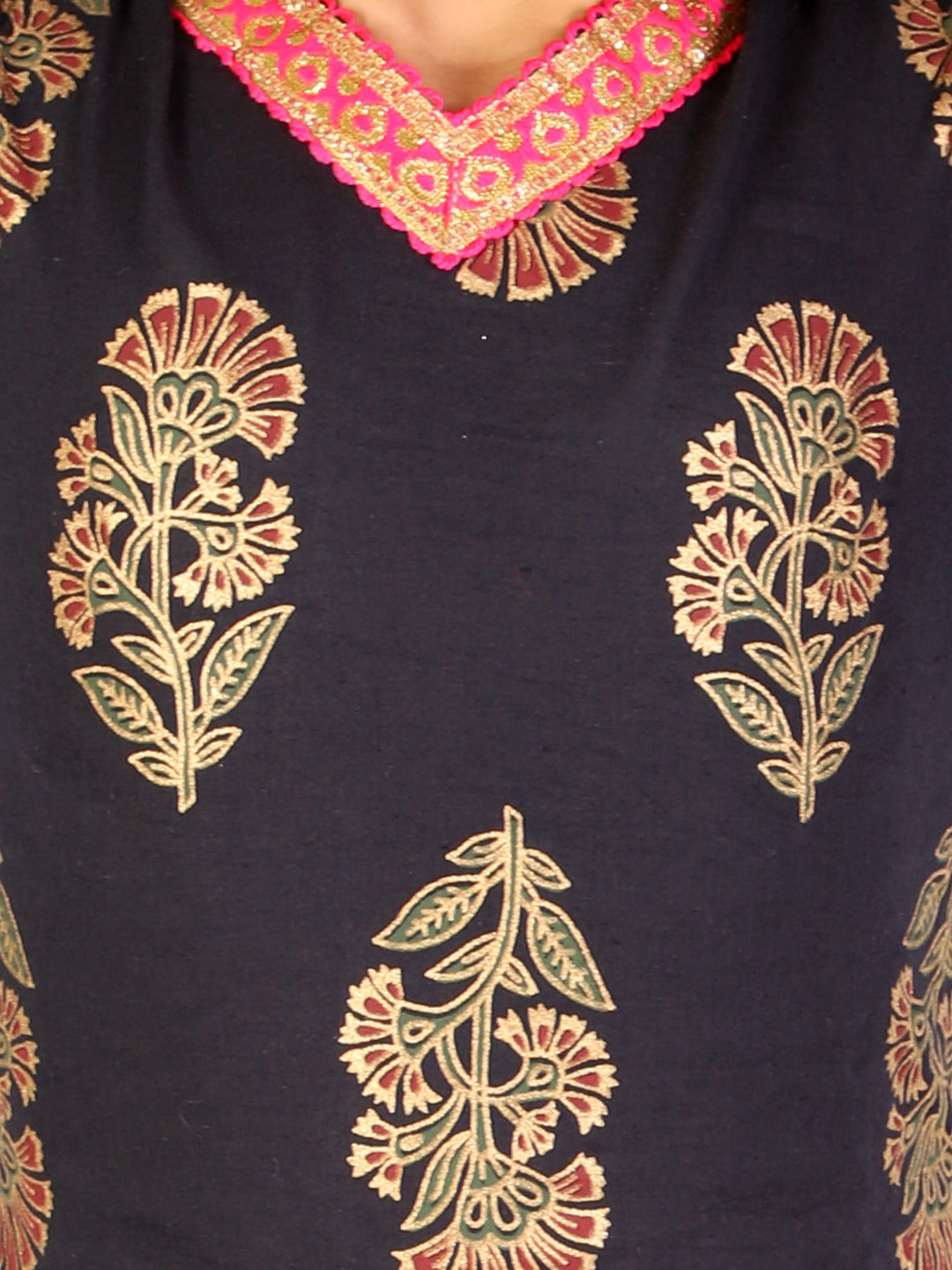 KID1 Zohra Block Print Sharara Set Navy Blue