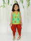 KID1 Mor Pankh Halter Neck Kurti Dhoti Green