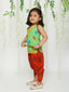 KID1 Mor Pankh Halter Neck Kurti Dhoti Green