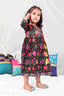 KID1 Mia Floral Long frock Black