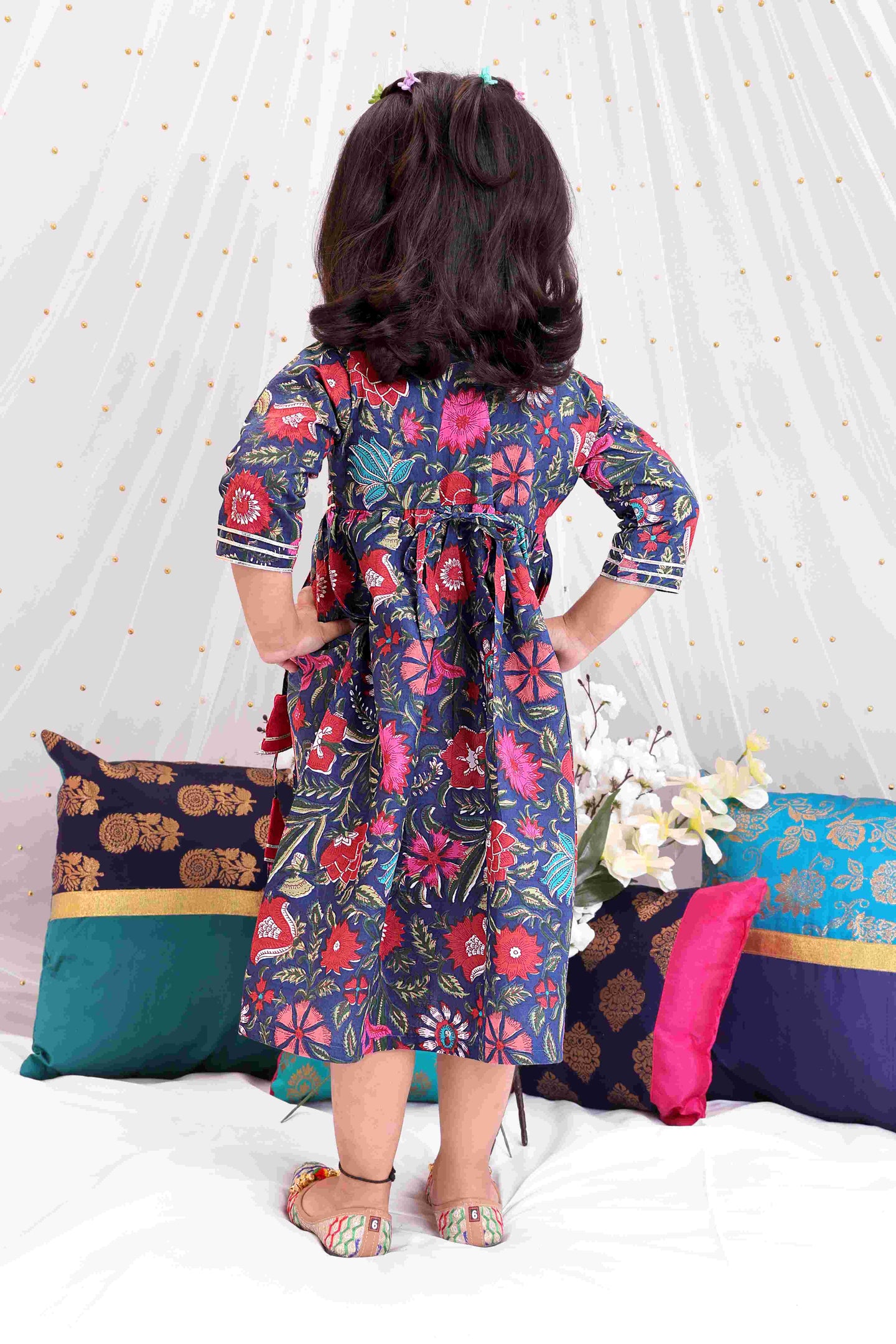 KID1 Mia Floral Long frock Blue