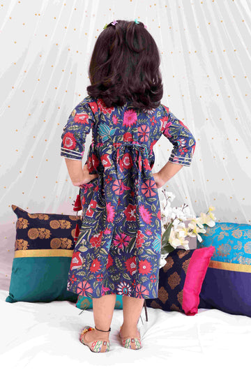 KID1 Mia Floral Long frock Blue