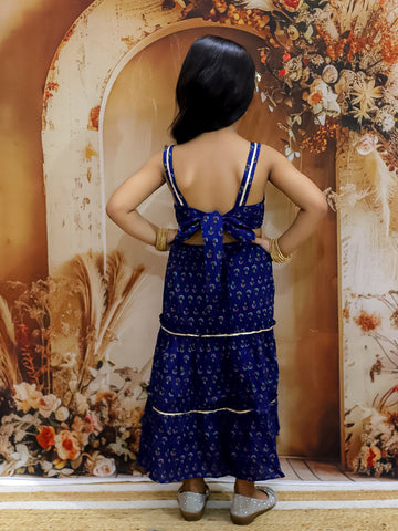 KID1 Sitara Backless Cotton Long Dress Blue