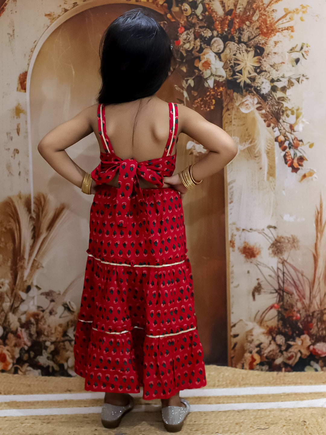 KID1 Sitara Backless Cotton Long Dress Red