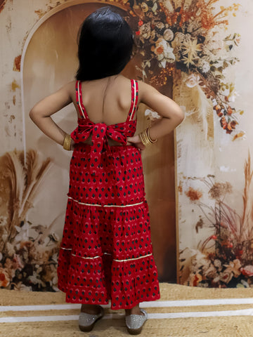 KID1 Sitara Backless Cotton Long Dress Red