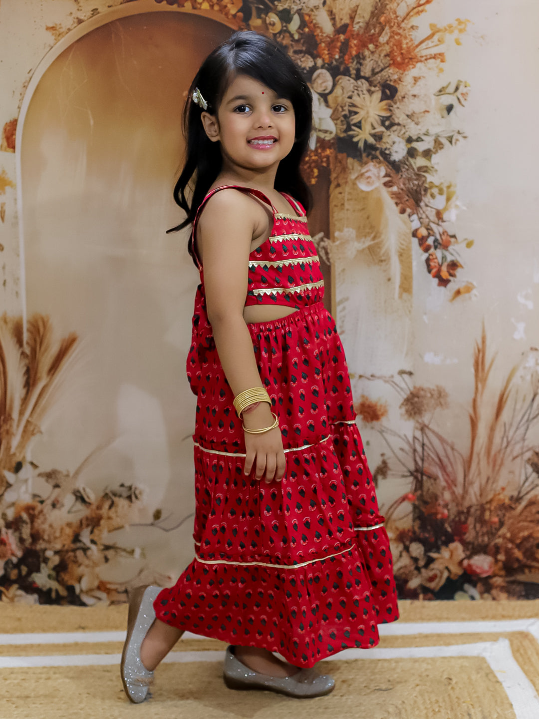KID1 Sitara Backless Cotton Long Dress Red