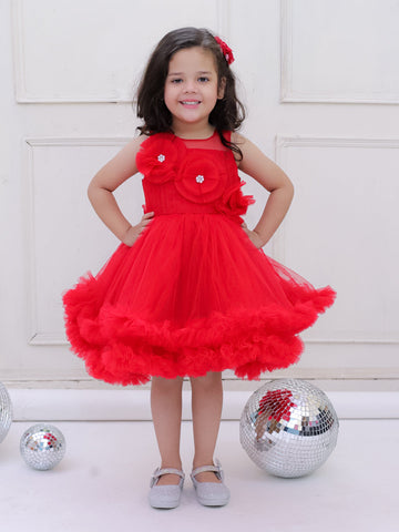 KID1 The Scarlet J Party Dress Red