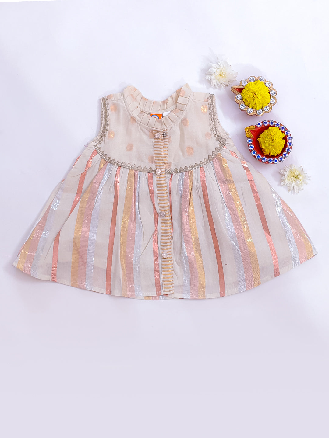 KID1 Tiny Weaves Party Dress Offwhite