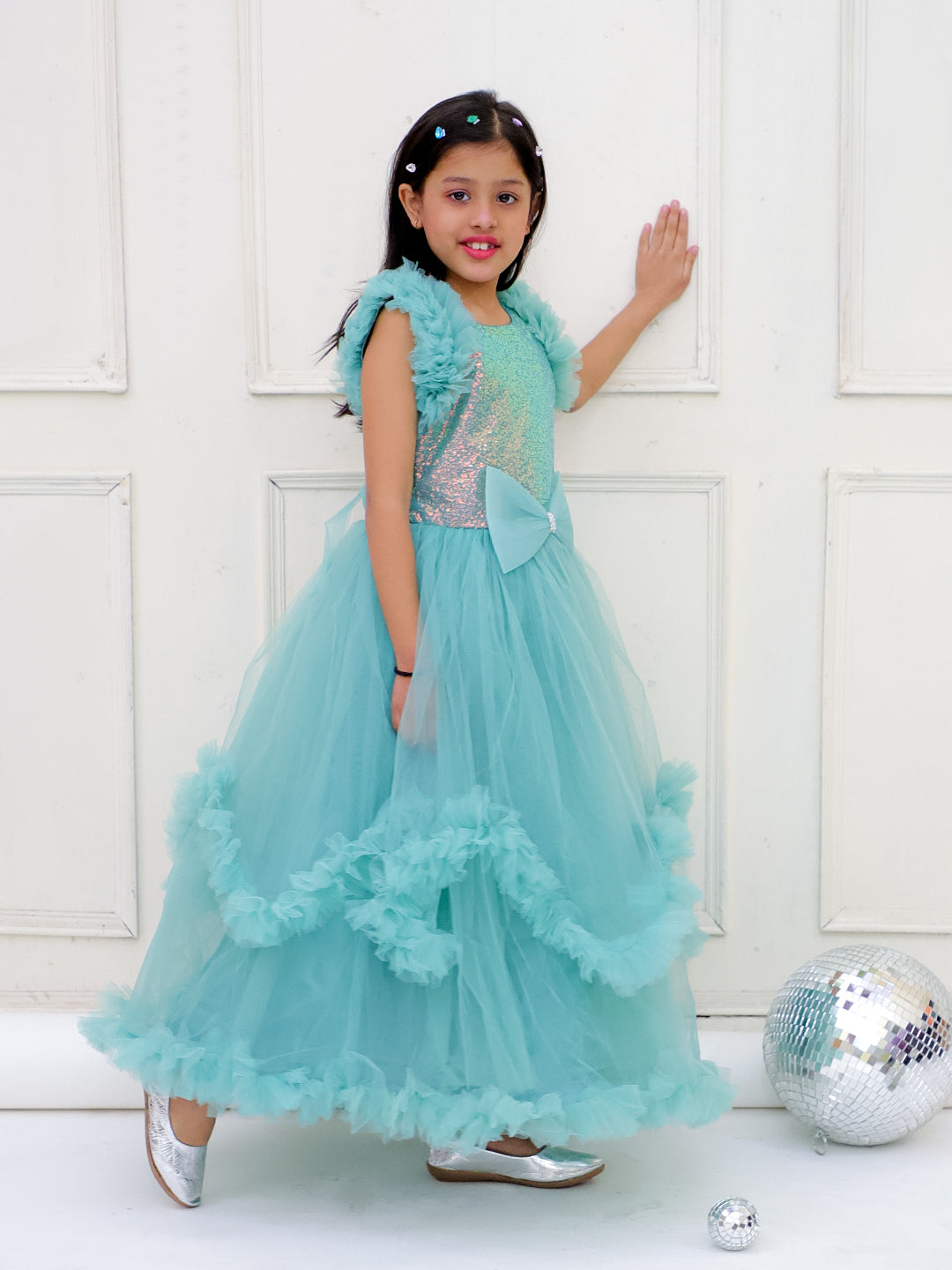 KID1 Glam Party Wear Gown Green