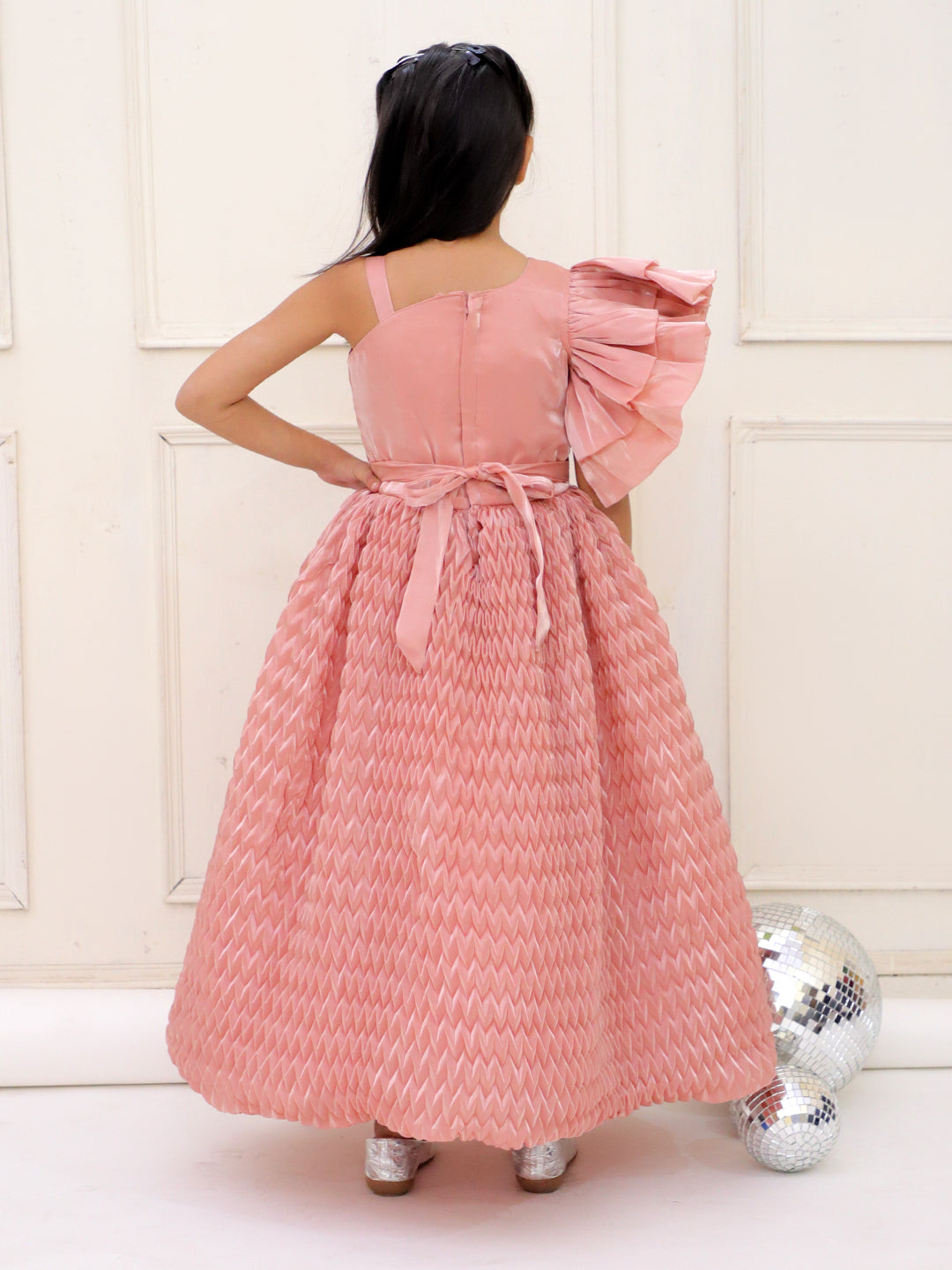 KID1 Glam Party Wear Gown Peach